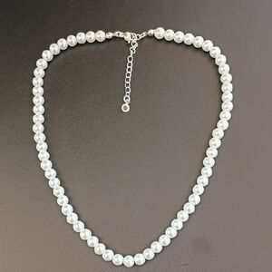 Classic White Pearl Necklace 27 inch Faux Pearls